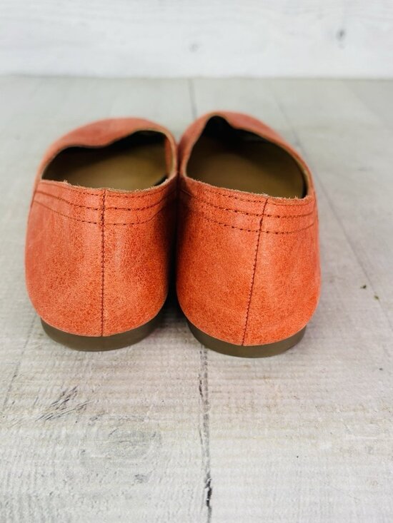 Lucky Brand ALBA Grenadine Hard Rock Orange Leather Square Toe Flat Shoe Sz 6 M - Picture 6 of 16